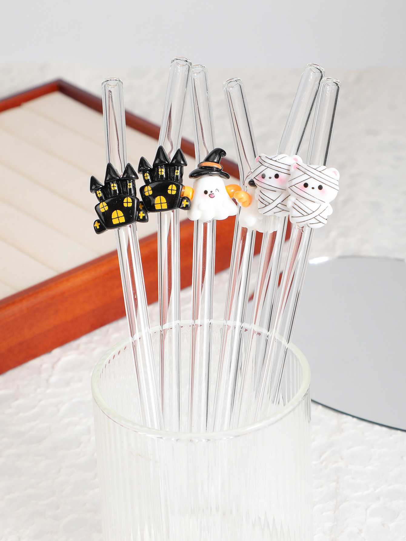 Reusable Straw - 3/6PCS Halloween Decor Reusable Bent Glass