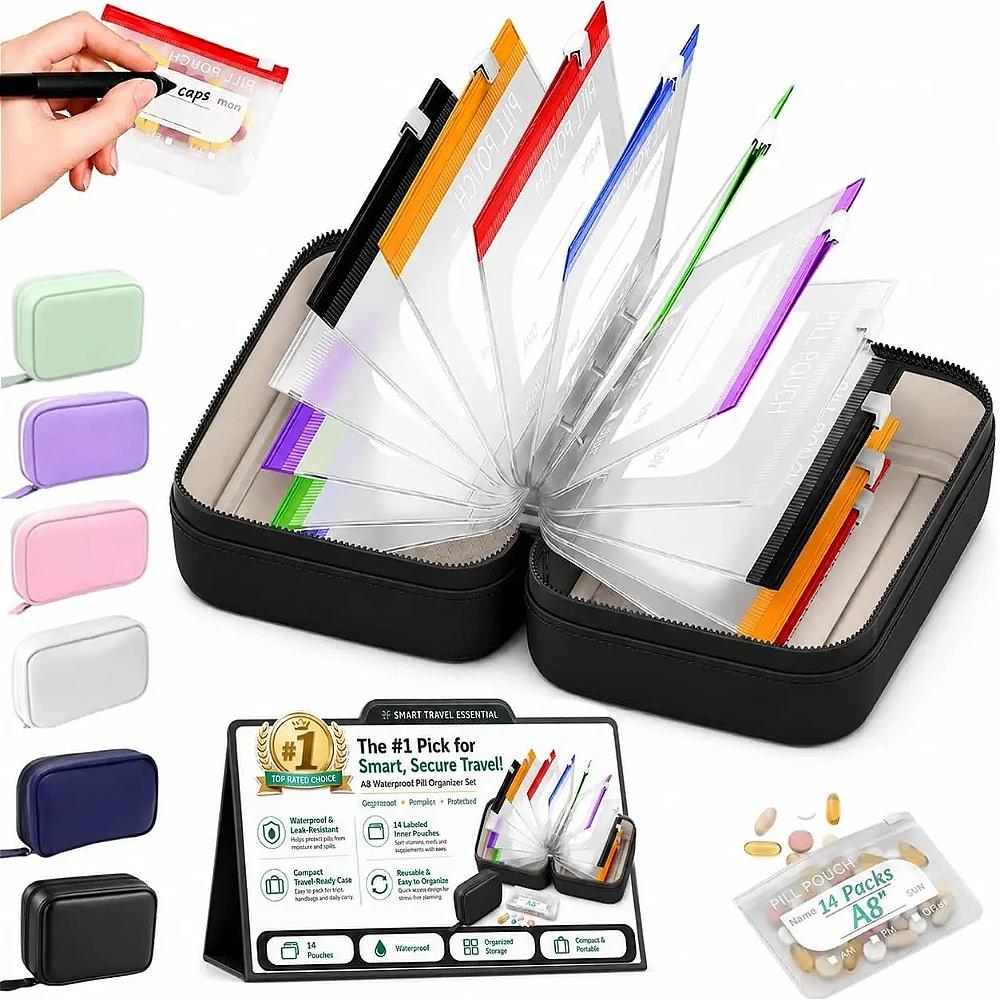 Reusable Bag - 7/14Pouch Weekly Pill Organizer Waterproof A8