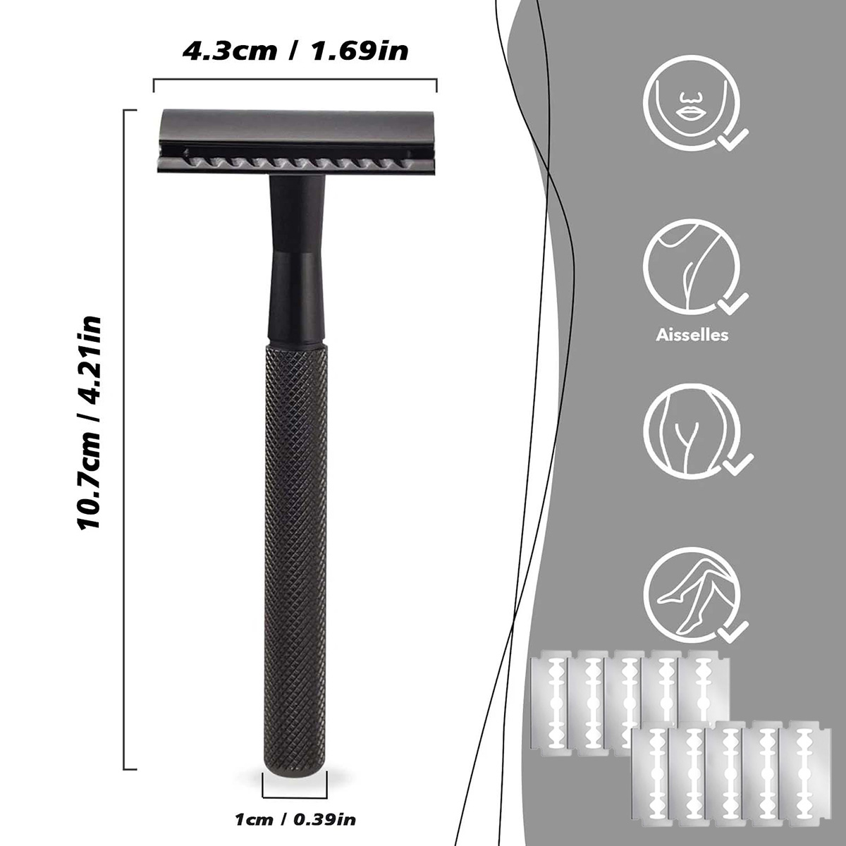 Black Weighted Handle Safety R - Safety Razor Handle 评论和价格