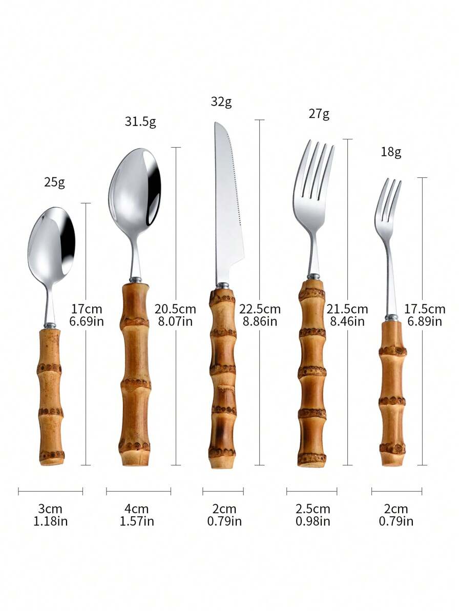 30-piece stainless steel cutle - Bamboo Cutlery 评论和价格