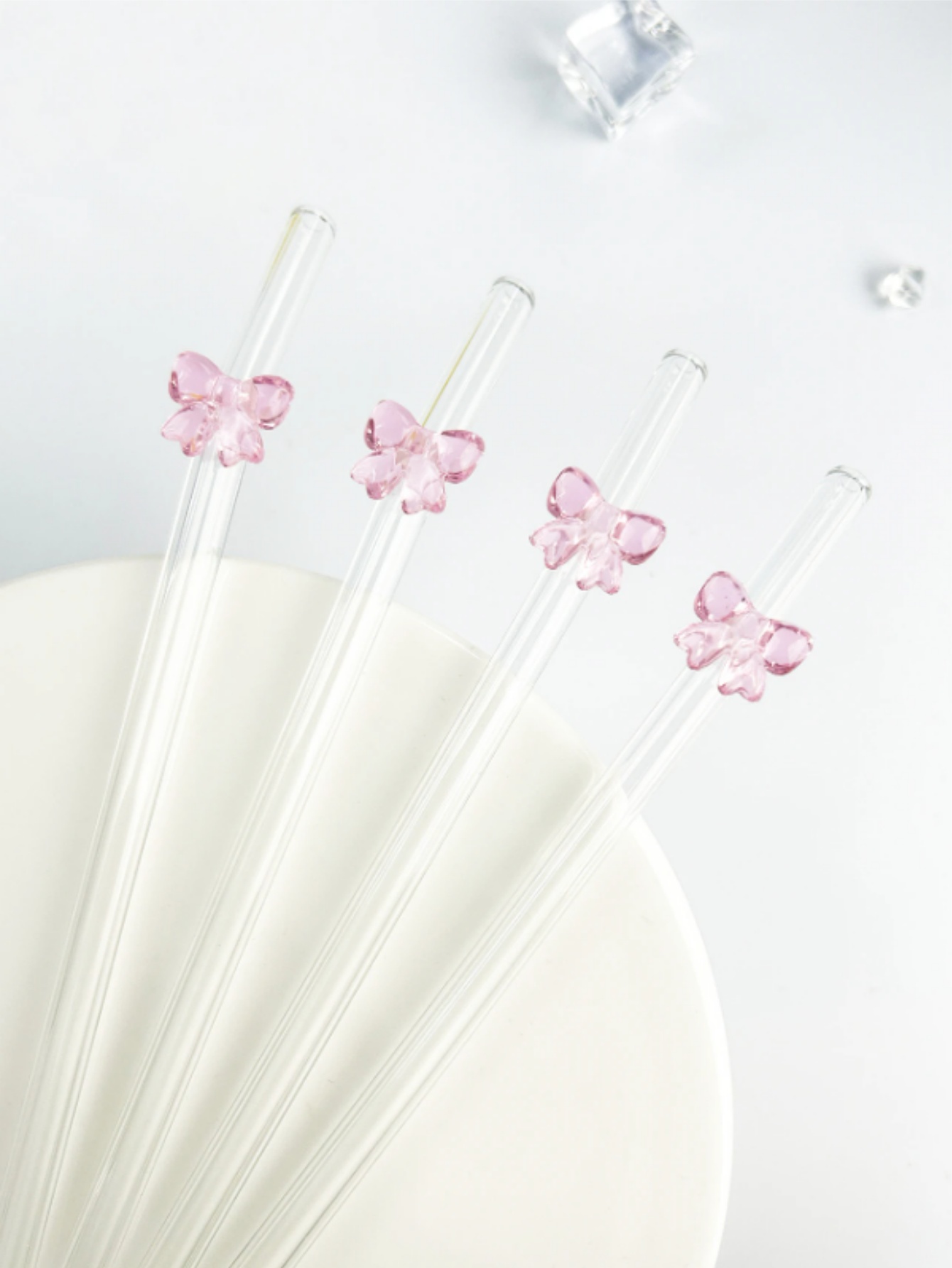 1/6PCS Cute Cartoon Pink Bowkn - Reusable Straw 评论和价格