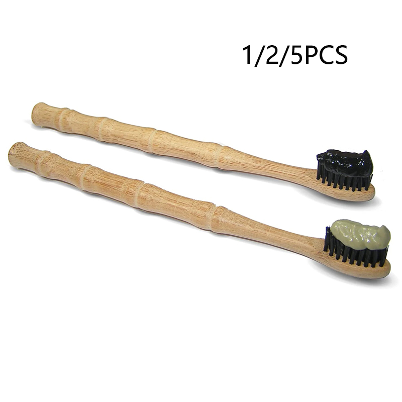 1/2/5 Pcs Natural Biodegradabl - Bamboo Toothbrush 评论和价格
