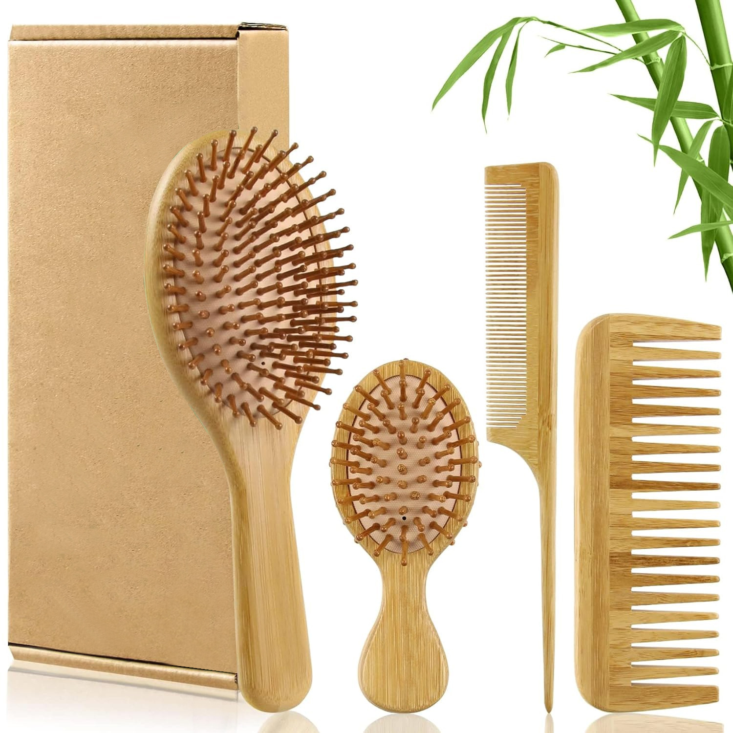 Bamboo Hair Brush Comb Set for - Bamboo Toothbrush 评论和价格